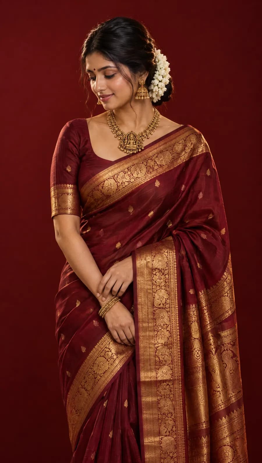 Arakku Maroon Kanjivaram Silk