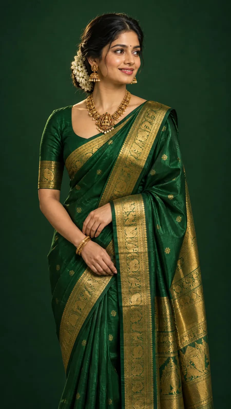 Pachai Parrot Green Soft Silk