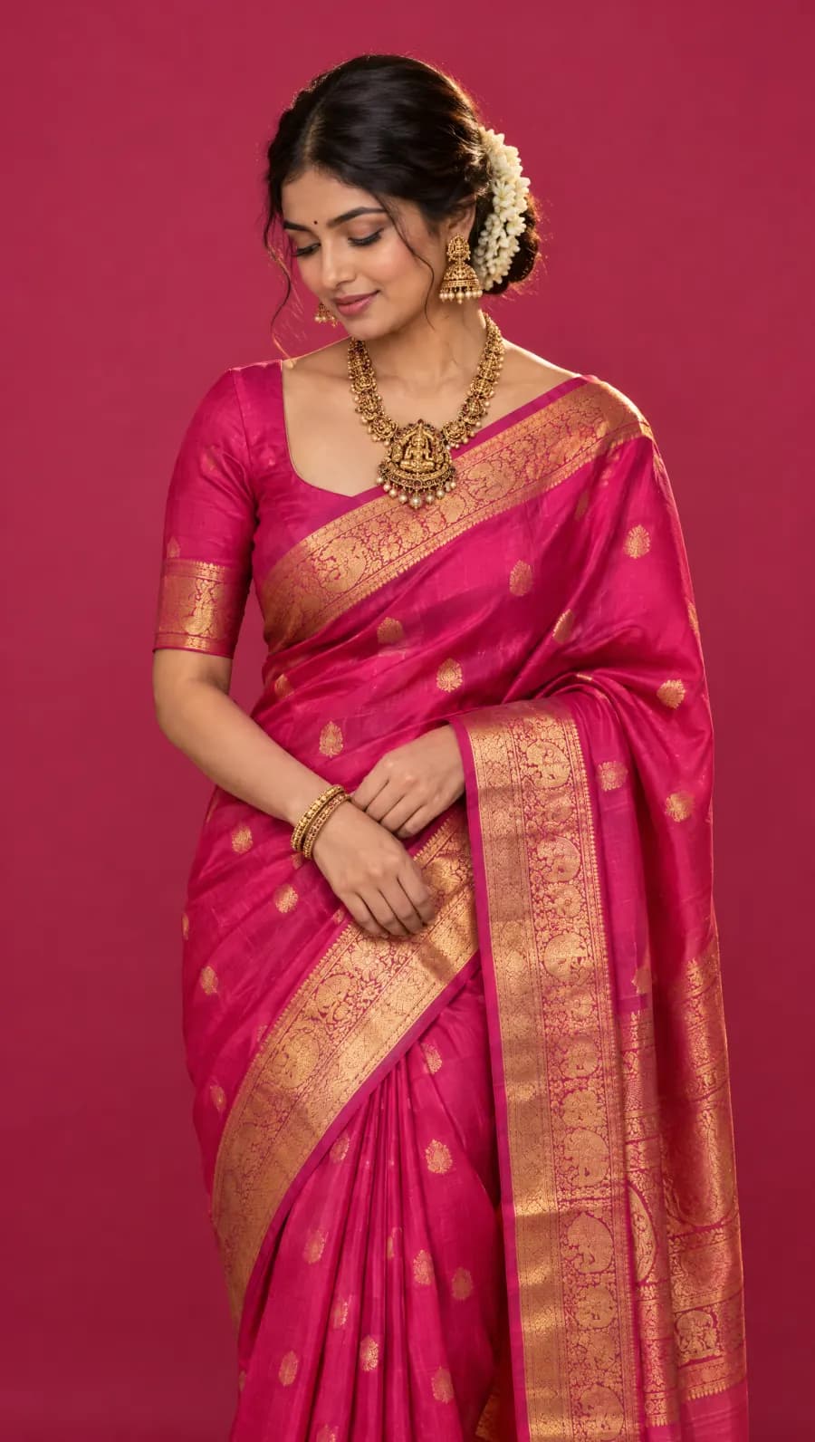Rani Pink Banarasi Katan